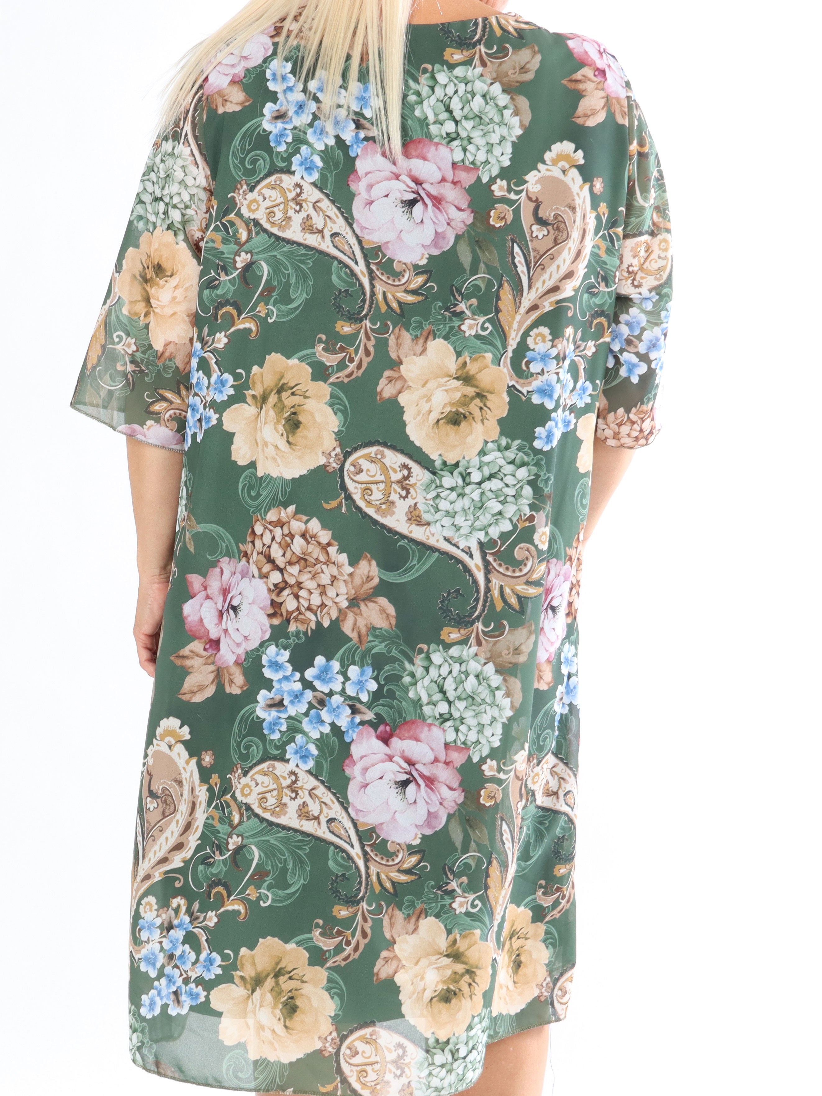 Zion Flower - Plisserad klänning med blommönster - Camel